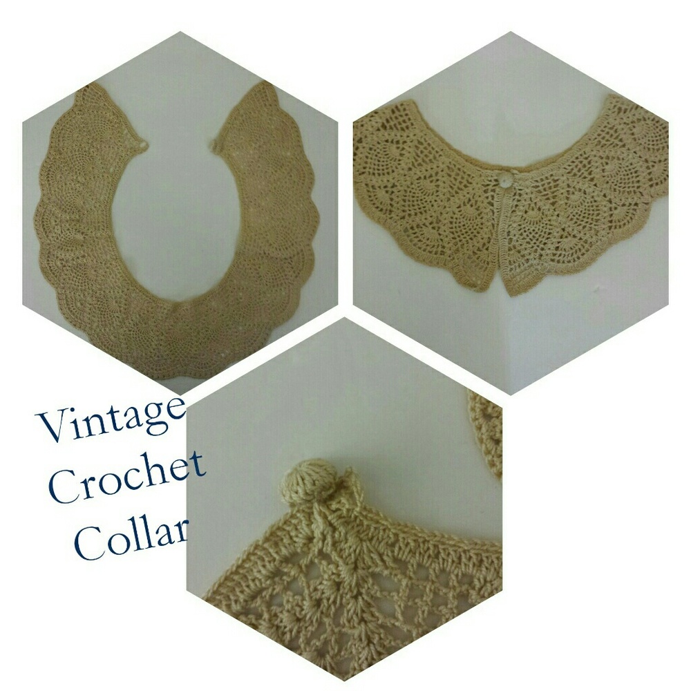 Crochet Collar Vintage in beige very good condition Handmade